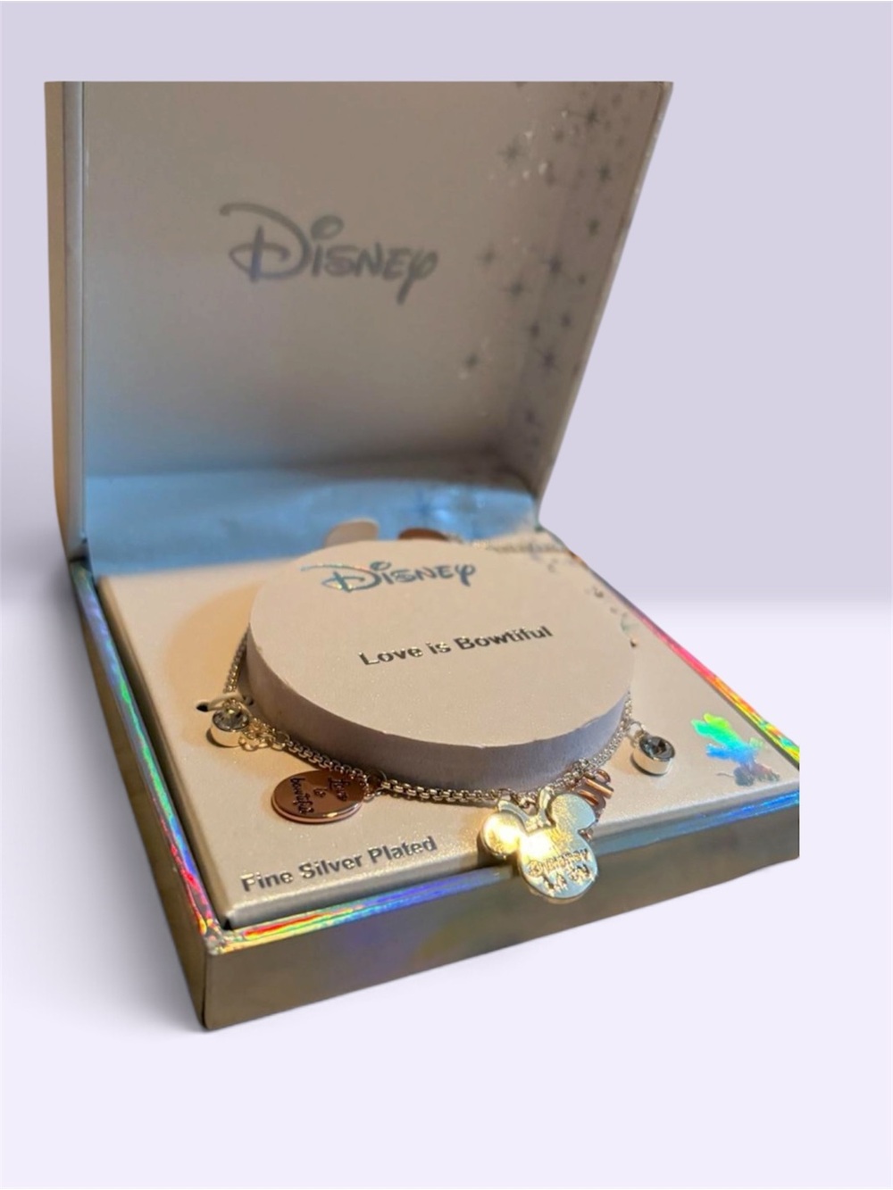 Disney Silver-Tone Minnie Mouse Charm Bracelet - Silver & Gold Accents
